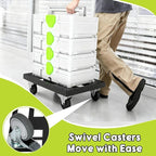 Metal Roll Board for Festool with 4 Rollers, Black Systainer Cart for Festool for Easy Transport of Systainer & T-Loc System, Rolling Board for Festool with Feedthroughs for Straps