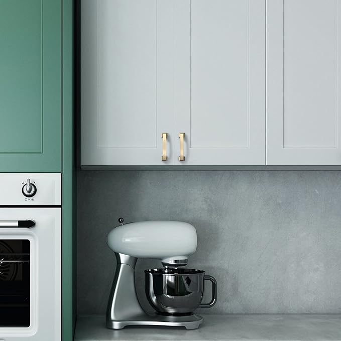 Asidrama 10 Pack 3 Inch(76mm) Hole Centers Brushed Brass Kitchen Cabinet Handles, Gold Cabinet Pulls Kitchen Cabinet Hardware for Cupboard Drawer Pulls