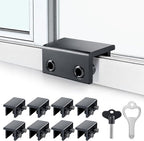 ZRFCXE Window Locks,8 Pack Sliding Window Locks with Key for Vertical & Horizontal Sliding Windows Doors,Easv to Install,Adjustable Security Window Lock for Patio Bedroom Home and Office (Black)