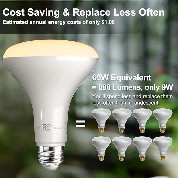 VOLIVO LED Flood Light Bulb 12 Pack, Recessed Ceiling Bulb, BR30, 65W Equivalent Efficient 9W, Dimmable, E26 Base, Soft White 2700K, 800 Lumens, 80CRI, Ceiling Light for Kitchen, Living Room
