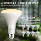 VOLIVO LED Flood Light Bulb 12 Pack, Recessed Ceiling Bulb, BR30, 65W Equivalent Efficient 9W, Dimmable, E26 Base, Soft White 2700K, 800 Lumens, 80CRI, Ceiling Light for Kitchen, Living Room