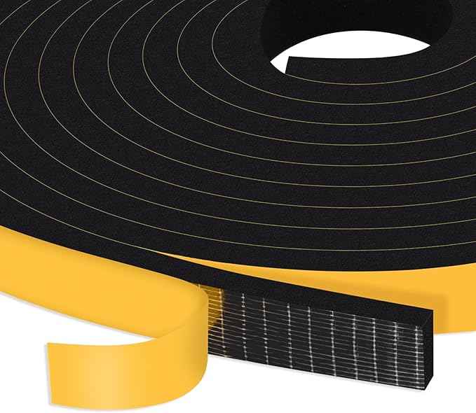 Weather Stripping Door Seal Strip, Strong Adhesive, Lightproof, Noise-Reduction, Weatherproof Foam Tape Insulation for Sliding Door, Front Door Frame, Windows (1/2 in x 1/4 in x 26Ft)