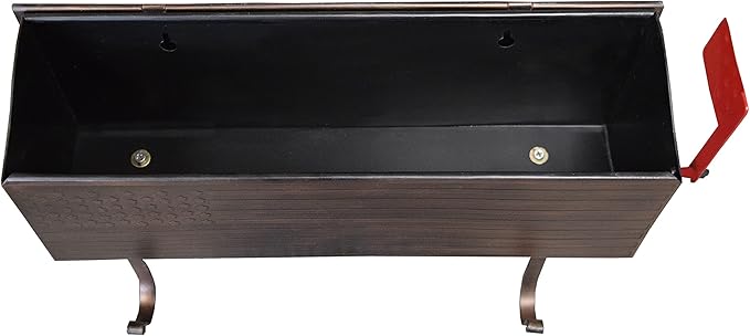 Oakland Living AZ620-COPPER Copper Patriotic Metal Outgoing Mail Flag and Newspaper Hangers Wall Mount Mailbox