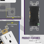 ENERLITES 40 Pack Matte White Decorator Receptacle with Screwless Wall Plate, Standard Electrical Wall Outlet, 15A 125V, Self-Grounding, 2-Pole, 3-Wire, UL Listed, 61502-TR-MWSID, Tamper Resistant