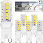 G9 LED Bulb Dimmable 3.2W (30-40W Halogen Bulb Equivalent), Cool White 6000K, 120V 350LM G9 Bi Pin Base Light Bulbs for Chandelier Light, No Flicker, 360° Beam Angle, 6 Pack