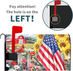 America Flag Patriotic Mailbox Covers - 4th of July Magnetic Standard Size 25.5x21 Inch Summer Floral Bird Waterproof Mailbox Wraps - Post Letter Box Covers - Garden Yard Decor for Outdoor