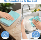 10pcs New Upgrade 2-Layer Microfiber Wire Dishcloth,Non-Scratch Wire Dishwashing Rags for Wet and Dry,Metal Scrubbers, Kitchen Miracle Cleaning Dish Rags for Cookware,Sinks, Dishes,Stove,Blue