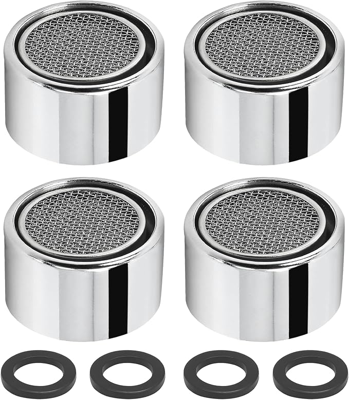 Litoexpe 55/64 Inch Faucet Aerator 4 PCS, Kitchen Sink Aerator Replacement Parts, Sink Faucet Female Thread Faucet Filter with Brass Shell and Gasket for Bathroom