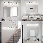Modern Brushed Nickel 5 Light Bathroom Vanity Light, 31 inch Bathroom Light Fixtures with Clear Glass for Mirror Kitchen Living Room Hallway Cabinet Porch