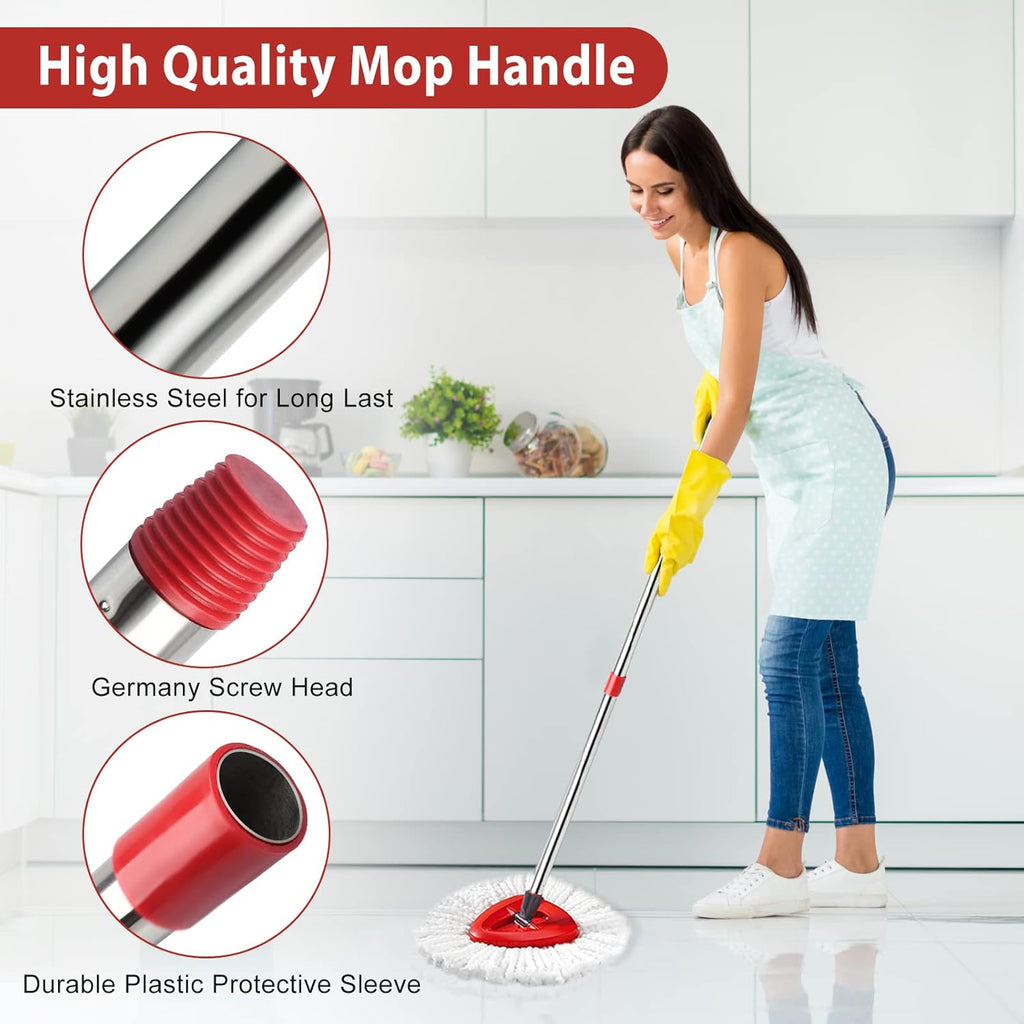 4-Section Spin Mop Replacement Handle- 2.5-5 Foot Mop Replacement Stick Only Compatible with Ocedar Mop Handle EasyWring (Mops Head & Base Not Included)
