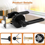 Probrico Privacy Door Handles for Bedroom and Bathroom Black Privacy Door Handle Lever, Keyless Interior Door Handles Bed Bath Door Lockset, 3 Pack