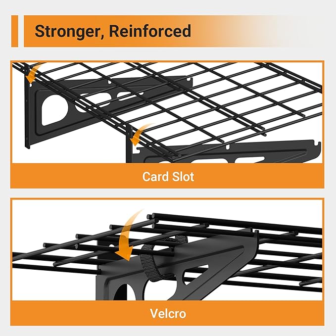 1x6 ft Garage Shelving, 2-Pack Wall-Mounted Shelves for Garage, Kitchen, Pantry Storage, 600 lbs Total Load Capacity Shelving, Black