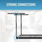 MonsterRax Overhead Garage Storage Racks 3x8’ Ceiling Mounted Shelving, Adjustable Hanging Organizer, Heavy Duty Steel, Holds 500 Pounds, Color: White, Adjustable from 24"-45" off the Ceiling