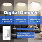 ThunderWay Digital Dimmer Light Switch, Single Pole/3-Way LED Slide Dimmer, for 300W Dimmable LED/CFL Lights and 700W Incandescent/Halogen, Wall Plate Included, 5 Pack, Matte White