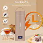 Travel Electric Kettle Portable Small Mini Tea Coffee Kettle Water Boiler, Water Heater with 4 Temperature Control,304 Stainless Steel with Auto Shut-Off & Boil Dry Protection, BPA-Free (Khaki)
