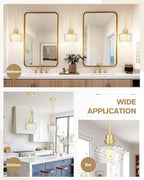 Emak Gold Pendant Lights Kitchen Island, 8 Inch Hammered Glass Pendant Light Fixtures, Modern Hanging Lights for Kitchen,Dining Room, Bathroom, PL122-GD-HG