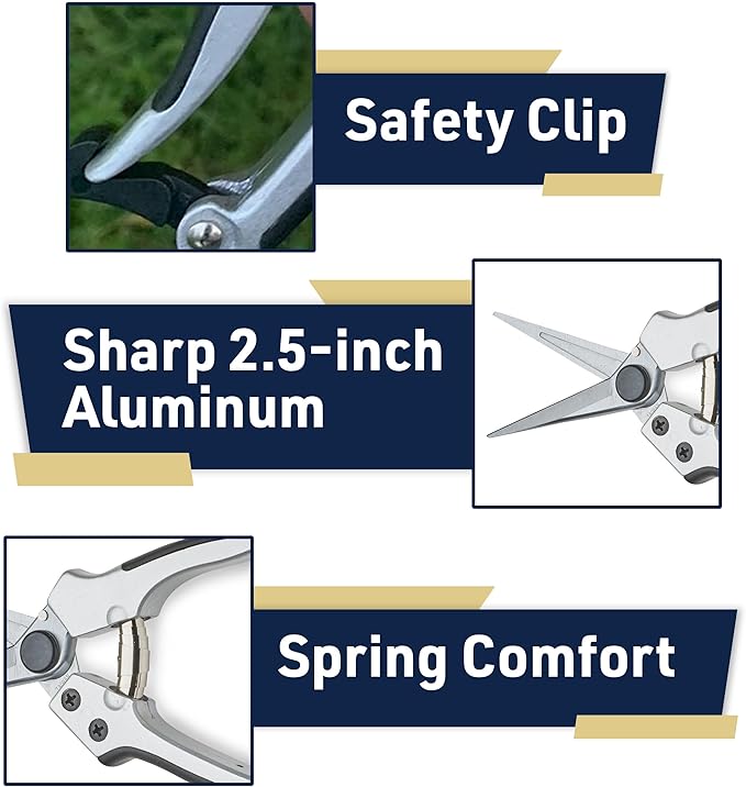 Pruning Shears - Garden Scissors Florist Snips - 2.5” Blades - Flower Scissors for Cutting Fresh Flowers, Trimming, or Harvesting Herbs or Fruit - Pruners for Gardening Tools by Kings County Tools