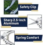 Pruning Shears - Garden Scissors Florist Snips - 2.5” Blades - Flower Scissors for Cutting Fresh Flowers, Trimming, or Harvesting Herbs or Fruit - Pruners for Gardening Tools by Kings County Tools