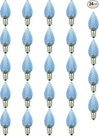 Sunlite 40458 LED C7 Holiday Decorative Light Bulb, 0.4 Watts, E12 Candelabra Base, Faceted Christmas-Lights; Nightlight, Blue 24 Count