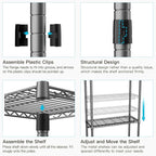 FUTASSI P1 Heavy Duty Garment Rack, 3 Tiers Adjustable Rolling Metal Closet Organizer with Lockable Wheels, FreeStanding Wardrobe with Double Hanger Rods & 1 Pair Hooks, Max Load 450 LBS, Gray