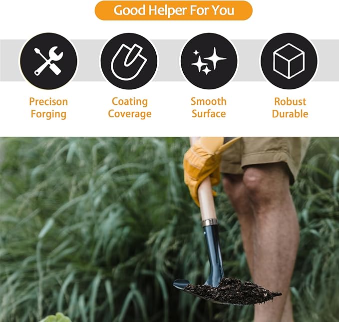 Shovel for Digging,Heavy Duty Garden Shovel with D-Handle,41 Inch Round Point Wooden Handle,Ideal for Gardening,Landscaping,Beach,and Snow Removal