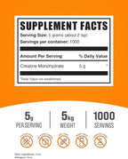 BulkSupplements.com Creatine Monohydrate Powder - Creatine Supplements, Micronized Creatine Monohydrate - 5g (5000mg) of Creatine Powder per Serving, Unflavored & Gluten Free, 5kg (11 lbs)