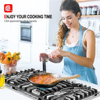 GASLAND 30 Inch Gas Cooktop, PRO GH2305SF 5 Burner Propane Stovetop, Built-in NG/LPG Convertible Cooktops, Gas Countertop Plug-in with Thermocouple Protection, Stainless Steel