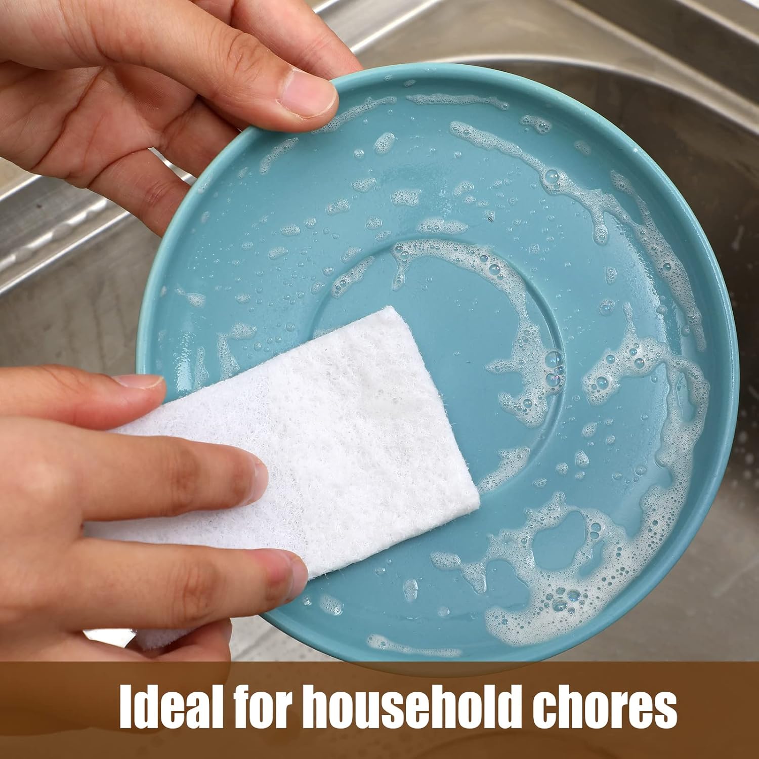 Hoolerry 40 Pcs White Scrub Pads Light Duty Scouring Non Woven Pad Non Scratch Abrasive Hand Multipurpose Scouring Sponge Multi Surface Scrubber Pads for Cleaning Polishing Home(4 x 6 Inch,White)