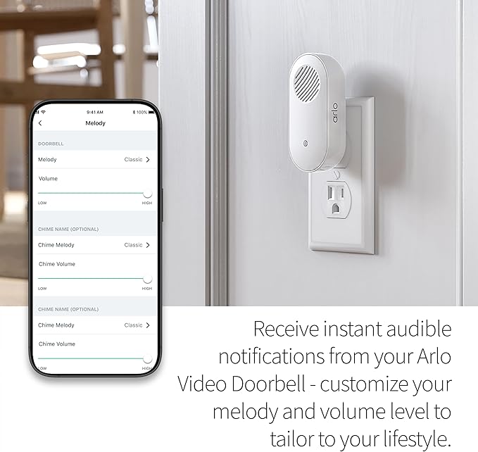 Arlo Chime 2, Built-in Siren, Audible Alerts, Customizable Melodies, Wi-Fi Connected, Compatible with: Wired/Wireless Doorbell Camera, Security Cameras,Smart Home Devices(Does not Work: Pro, Ultra)