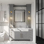 KCO Lighting Modern Plug in Wall Sconce Set of 2 Gold Glass Globe Bathroom Wall Sconce Mid Century Adjustable Wall Lamp Plug in for Corridor Bedroom Entryway (Amber & 2-Pack)