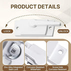 4 Pack Window Locks, Window Sash Lock for Single-Hung and Double-Hung Windows, White cam sash Lock for Vertical and Horizontal Sliding Windows
