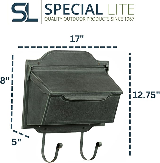 Special Lite Contemporary Horizontal Wall Mount Mailbox - Verde Green Aluminum Mailbox for Wall Mount - SHC-1002-VG