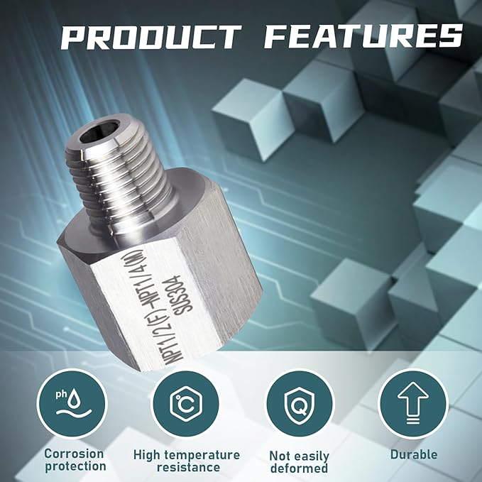 2 pieces，Npt1/2 Female to Npt1/4 Male Thread Adapter, Water line adapter，Fabricate of 304 Stainless Steel