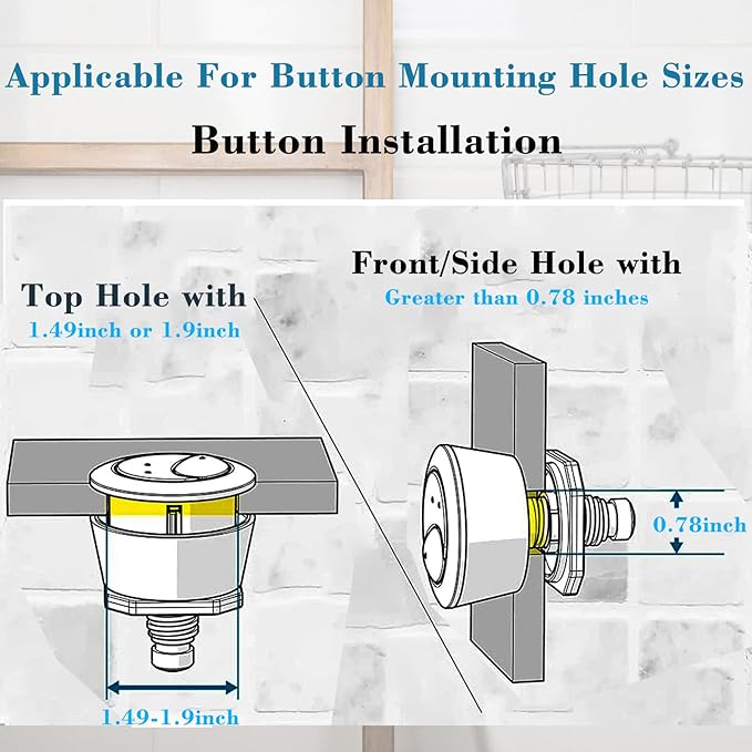 2-Inch Toilet Flush Valve Dual Flush Valve Replacement with Push Button Converter Toilet Tank to Bowl Bolt Kits Water-Saving Toilet Repair Kit, White