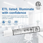 T8 LED Tube Light Bulbs 4 Foot 20W 40W Equivalent, 6000K Cool White 2000LM, T8 T10 T12 Fluorescent Replacement, Dual-end Powered Ballast Bypass, Frosted Cover ETL Listed for Garage 10-Pack