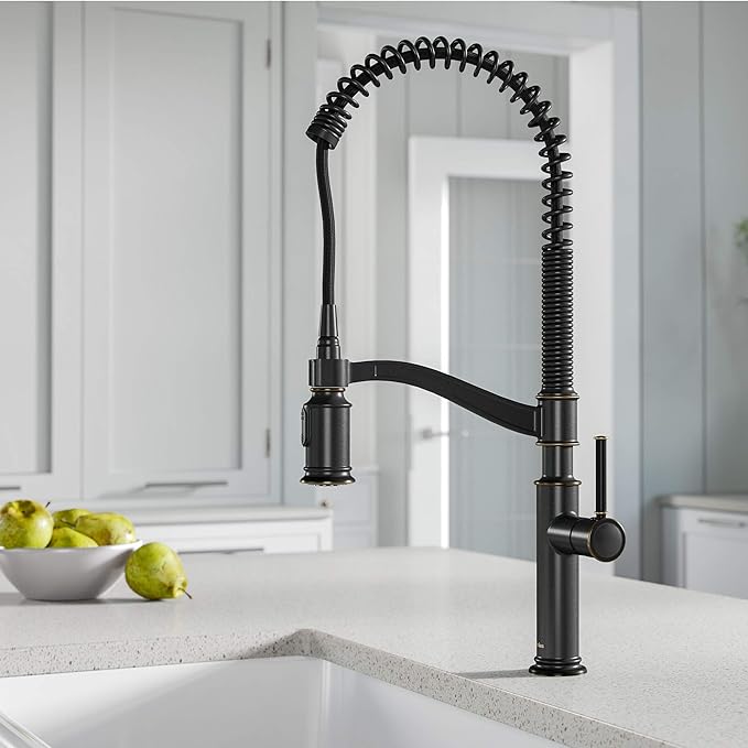 KRAUS Sellette Commercial Style Pull-Down Kitchen Faucet and Deck Plate in Oil Rubbed Bronze, KPF-1683ORB