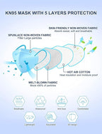 HUHETA KN95 Face Mask, 30 Pack Individually Wrapped, 5-Ply Breathable & Comfortable Safety Mask, Filter Efficiency=95%, Protective Cup Dust Masks Against PM2.5 (Blue Mask)