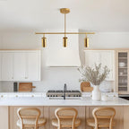 KCO Lighting Linear Pendant Light Ceiling Track Spotlight Gold 3-Light with Rods Adjustable Hanging Lighting Fixture for Dining Room Kitchen