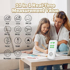 11-in-1 Air Quality Monitor - Portable Indoor Air Quality Detector with Stand, Real-Time Test for AQI, CO2, PM2.5, PM1.0, PM10, TVOC, HCHO, Particles, Temperature & Humidity with Aler (White-White)