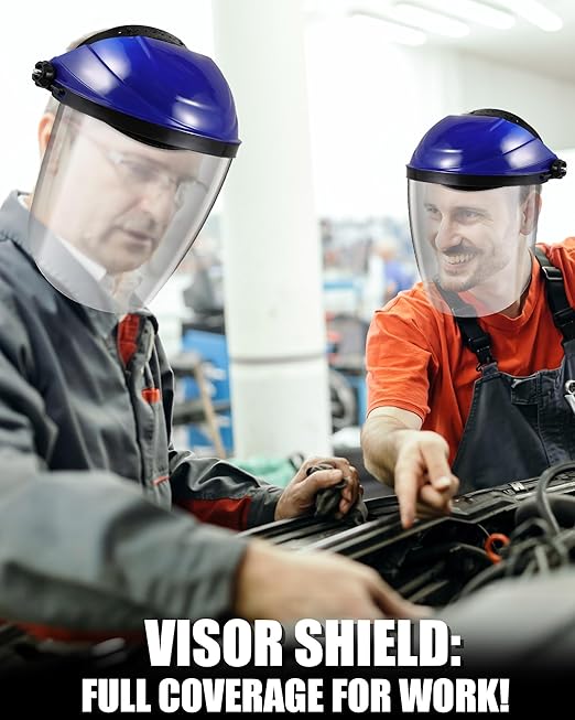 12 Pack Safety Face Shield for Grinding and Cutting, Full Impact Resistant Face Shield Mask for Work Chemical Woodworking (Blue)