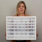 Akro-Mils 44-Drawer Plastic Drawer Storage Cabinet for Garage Organization, Bead Organizer, Building Bricks Storage, Teacher Toolbox, Makeup Organizer, 20-Inch W x 6-Inch D x 16-Inch H, 10144 White