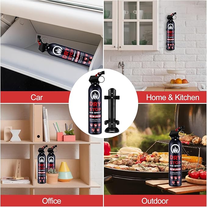 2PCS Fire Extinguisher for Home - Dry Stop Fire Extinguisher Spray, 600g Dry Chemical Fire Extinguisher for Kitchen, Car & Home | Portable, Fights Grease, Electrical & Vehicle Fires