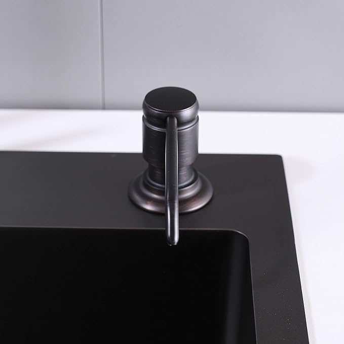 GAGALIFE Soap Dispenser for Kitchen Sink (Oil Rubbed Bronze) and Extension Tube Kit, Complete Brass Head, 40" Silicone Tube Connect to The Soap Bottle Directly, No More Top Refill