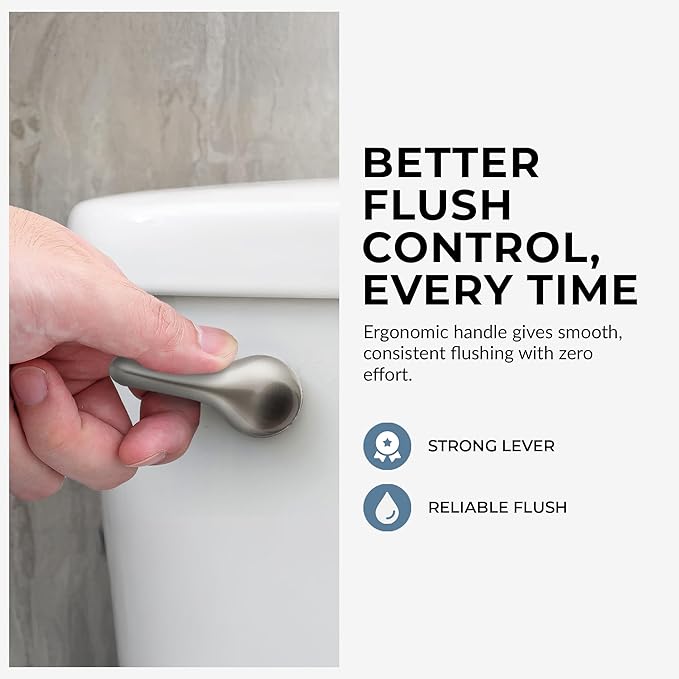 Brushed Nickel Toilet Tank Flush Lever Handle, Universal Front Mount with Nut Lock, Fits Most Toilets