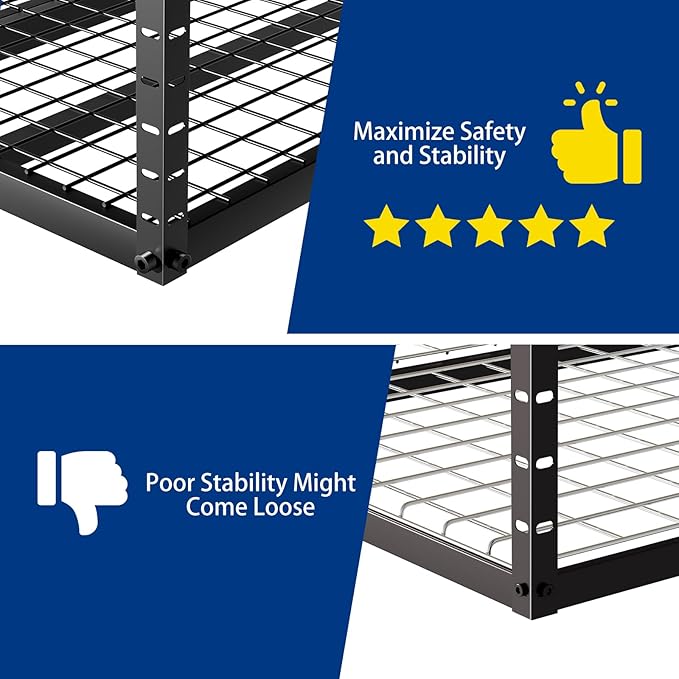 4x8 Overhead Garage Storage Rack with 4 Extra Hooks – Adjustable Heavy-Duty Garage Ceiling Storage Racks (22"-40"), Holds 600 lbs, 22 lbs per Hook, Steel Hanging Organizer for Tools, Bins & Bikes