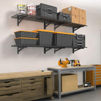 4 Pack Heavy Duty Garage Wall Shelving Set (1.5x4ft), Wall Mounted Garage Shelves 1000lbs Capacity, 18"x96" Shelf Storage Rack Floating Shelves, Black