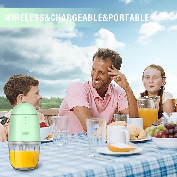 Food Processor - Cordless Mini Food Processor & Portable Small Food Chopper for Vegetables Fruit Salad Onion Garlic,Kitchen, 1.3Cup 10 0z,150 Watts,Glass Container Dishwasher Safe (Green)