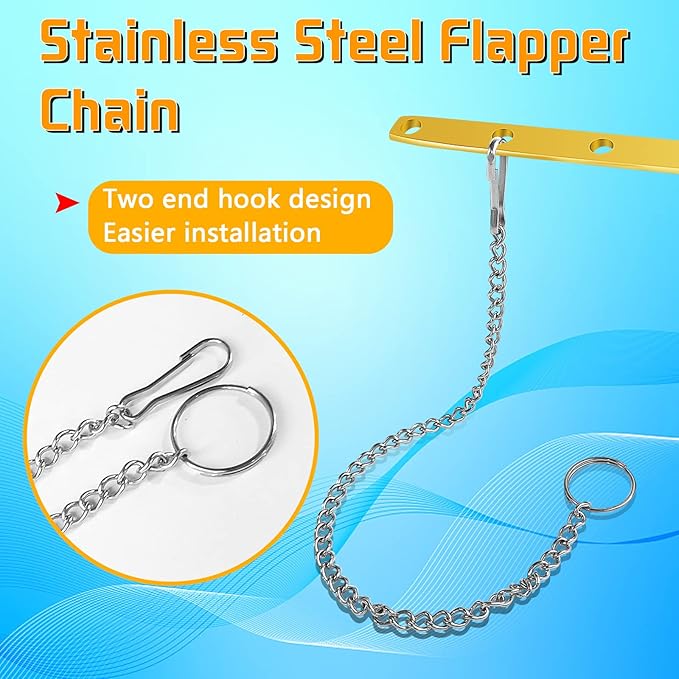 Boltigen Universal Front Angle Mount Toilet Handle, Chrome Finish Toilet Tank Flush Handle Lever, Toilet Trip Lever Handle Replacement Kit with 1pc Stainless Steel Flapper Chain