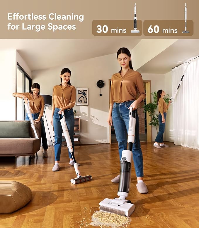 JONR ED20 Pro 4-in-1 Cordless Wet Dry Vacuum Cleaner, 17000 Pa Vacuum Suction Power, Self-Cleaning and Automatic Drying with One Click, Intelligent Voice Reminder