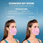 WWDOLL KN95 Face Mask 50 Pack, 5-Layers Breathable KN95 Masks, Pink